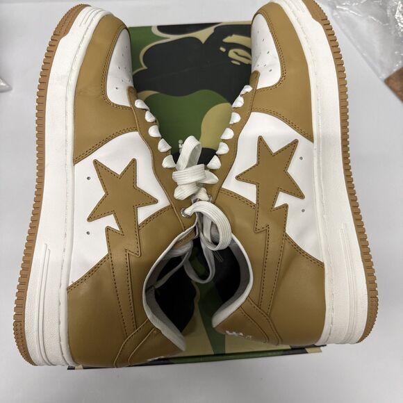 A Bathing Ape BAPE STA Beige White Men\'s US 11 Low Top Lace Up Sneakers